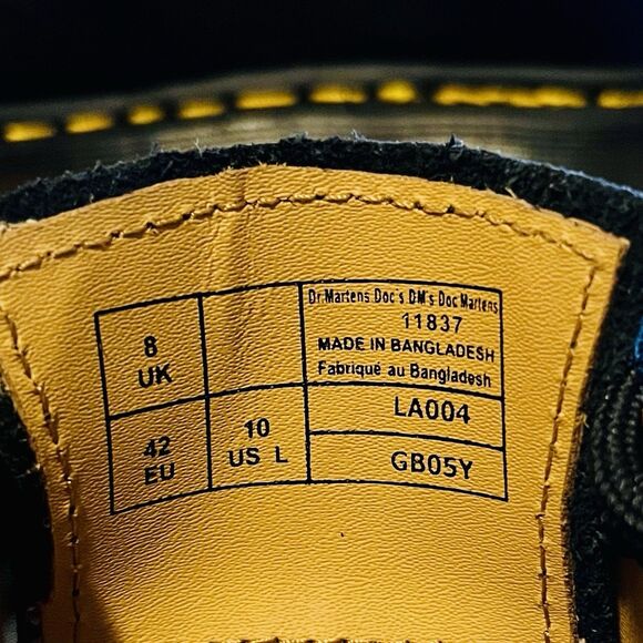 Dr Martens 1461 Smooth Leather Oxford Women 10 Shoes 3 Eye Yellow Stitch Classic - Picture 7 of 8